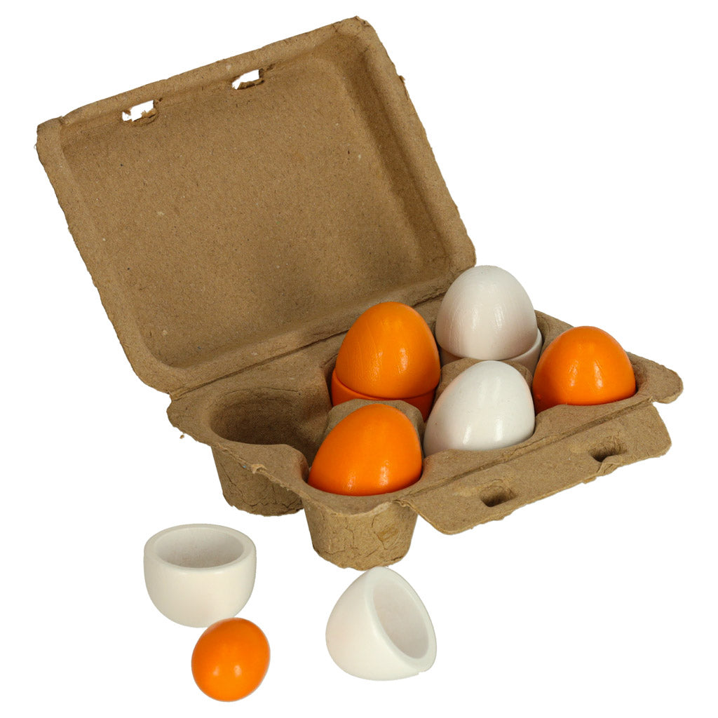 Oua de jucarie, Zola®, detasabile, cu galbenusuri din lemn, 6 buc si cutie depozitare, 15.5x10x6 cm Oua de jucarie, Zola®, detasabile, cu galbenusuri din lemn, 6 buc si cutie depozitare, 15.5x10x6 cm